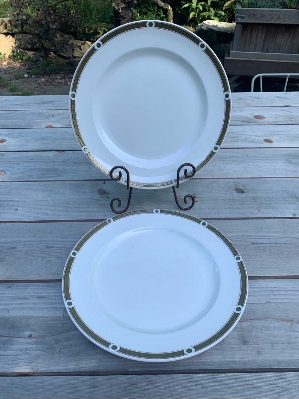 Vintage Steelite International Green Border Chip Plates/Serving Platters- pair